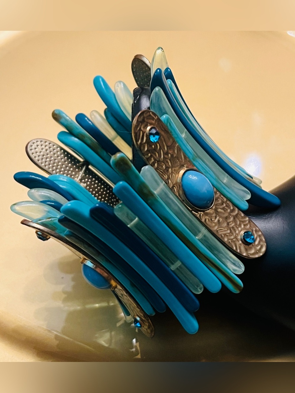 Faux Turquoise Blue Statement Stretchy Bracelet